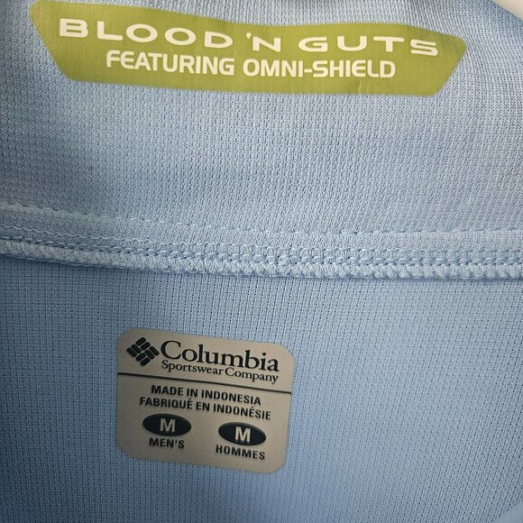 Columbia Mens Blood N Guts LS Tee Omni Shield Shade UPF 30 Light Blue Size M NEW - Picture 9 of 16